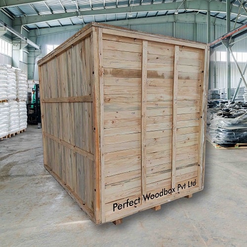 Pinewood Box on shop floor for export packing - industrial packing for machinery