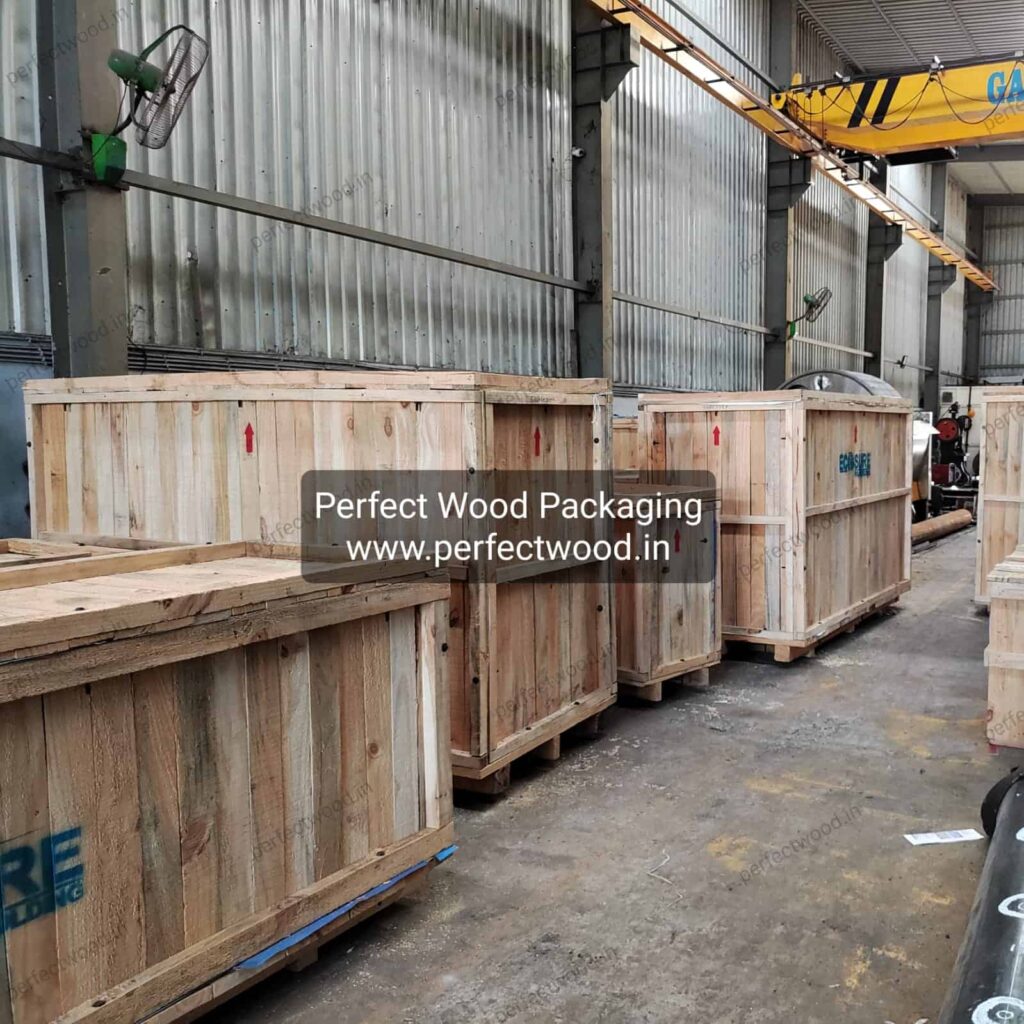 pinewood box for export packing of pulp and agriculture machines