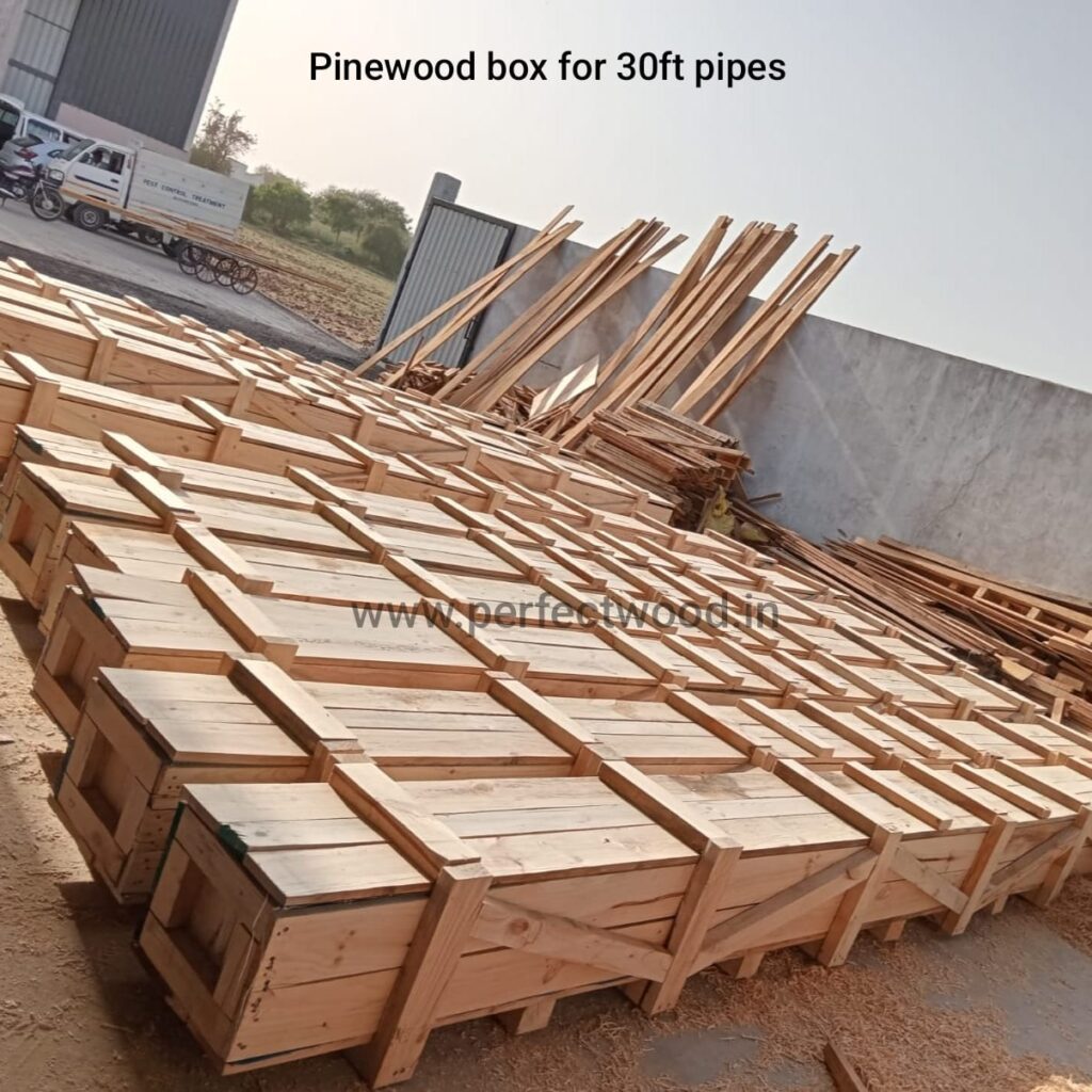 long pinewood export box for heat exchangers