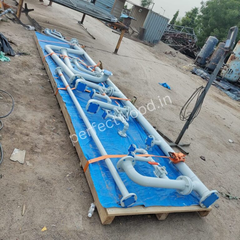 wooden pallet with belts for pipes