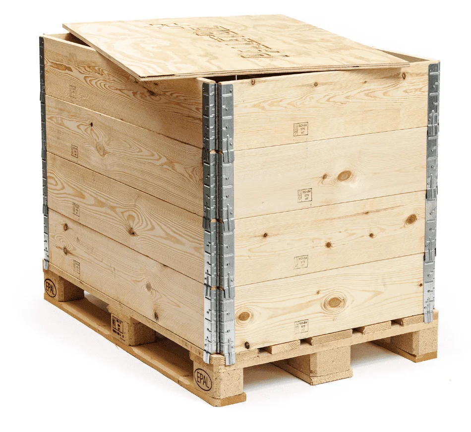 wooden pallet with pallet collar and plywood top full set